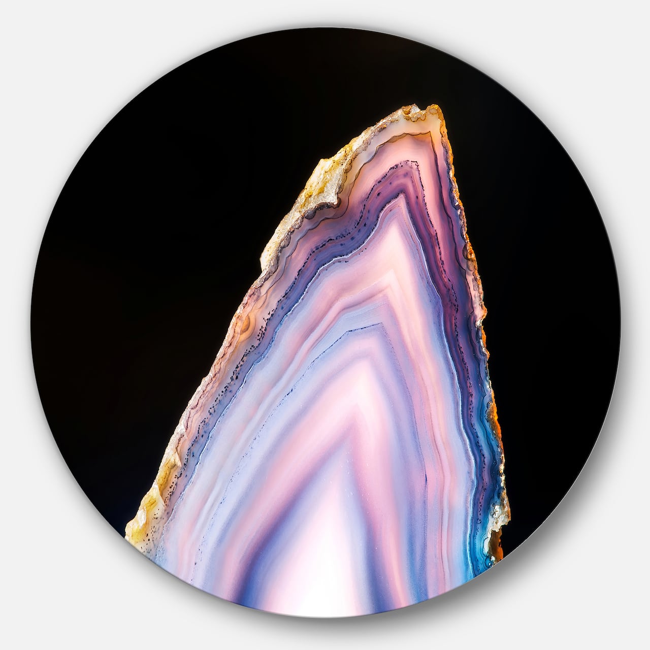 Designart - Beautiful Slice of Agate on Black' Large Abstract Metal Artwork